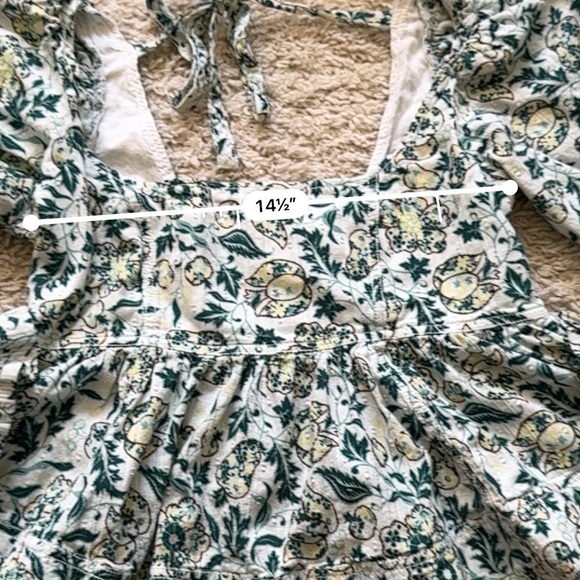 Anthropologie Pilcro Long-Sleeve Babydoll Top Green Motif Large - Picture 4 of 5